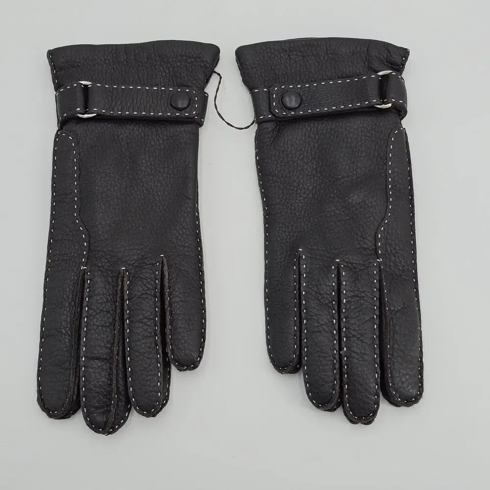 Womens Ladies Brown Leather Driving Gloves Size 7.5